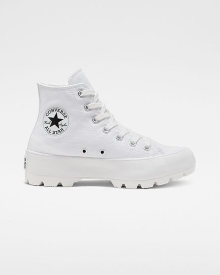 Tenis Converse Chuck Taylor All Star Lugged Cano Alto Feminino Branco Pretas Branco | PT T0P3958